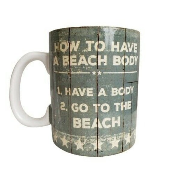 Pottery by Kathy "How to Have a Beach Body" Coffee Tea Mug 4.25 in - Picture 1 of 5